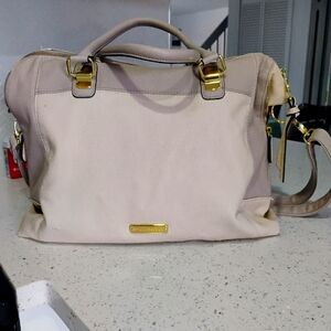 Steve Madden Cream Two Tone.Shoulder Bag with Gold Accents